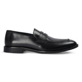 Ted - Sorte klassiske herreloafers i læder med mock toe-mønster