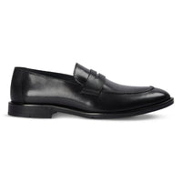Ted - Sorte klassiske herreloafers i læder med mock toe-mønster