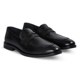 Ted - Sorte klassiske herreloafers i læder med mock toe-mønster