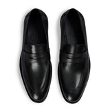 Ted - Sorte klassiske herreloafers i læder med mock toe-mønster