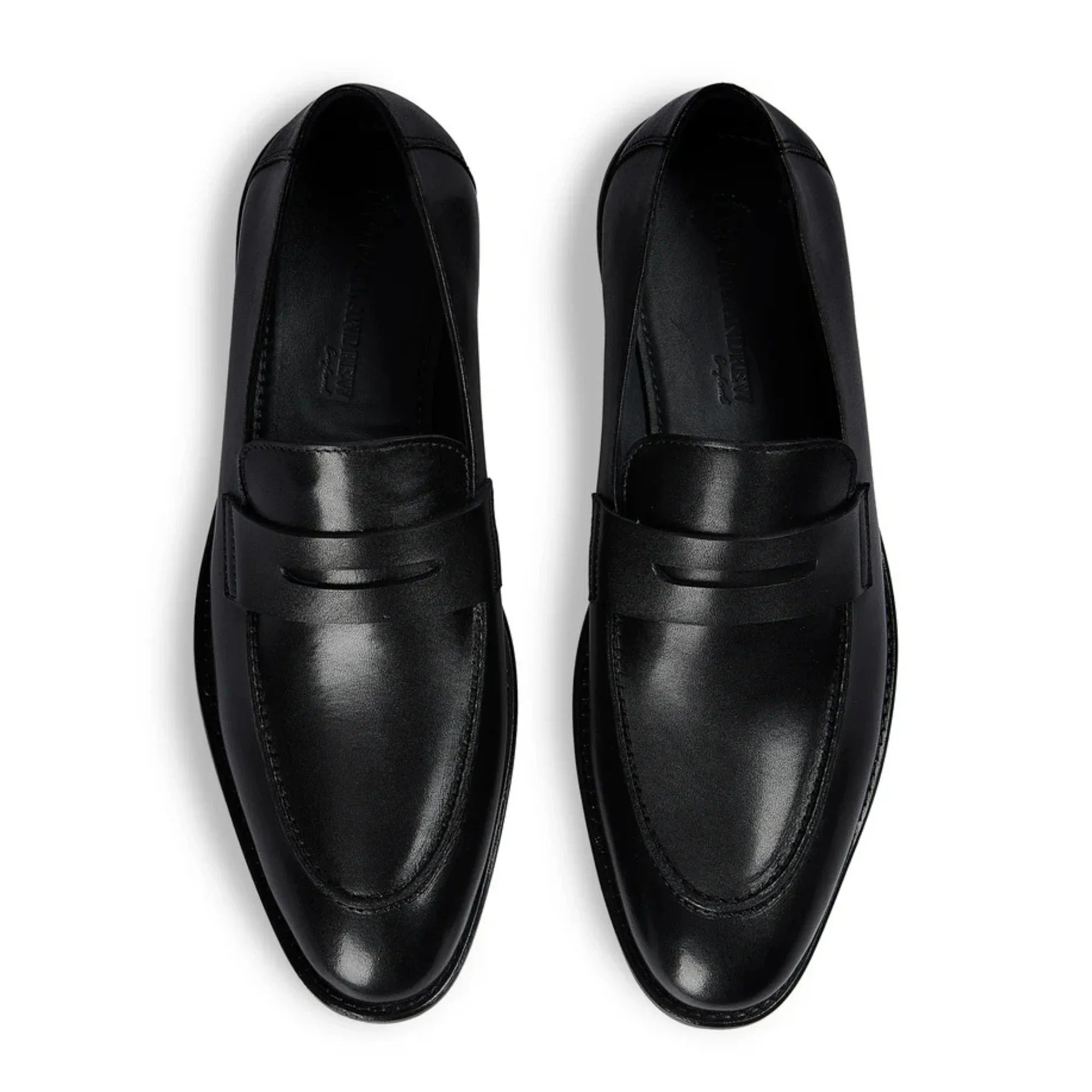 Ted - Sorte klassiske herreloafers i læder med mock toe-mønster