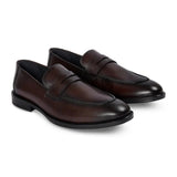 Ted - Herre Brune Klassiske Læder Penny Loafers med Moc Toe-snøre