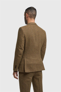 Thomas - Herre Brun Klassisk Sildebensmønstret Tweed Blazer