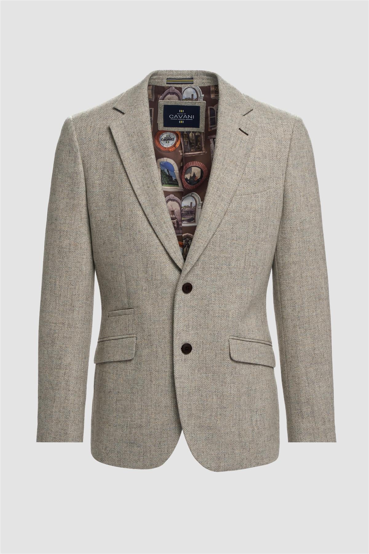 Thomas - Herre Grå Klassisk Sildebensmønstret Tweed Blazer
