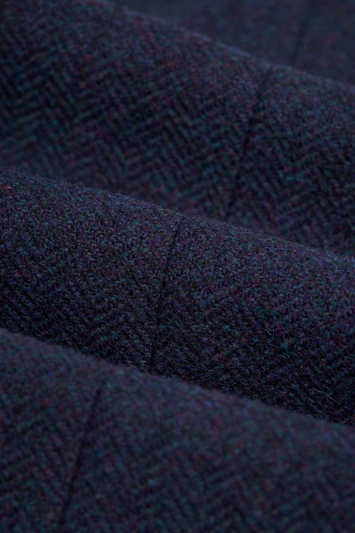 Thomas - Herre marineblå uldblanding med sildebensmønster i tweed