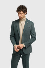 Thomas - Herre Olivengrøn Klassisk Sildebensmønstret Tweed Blazer