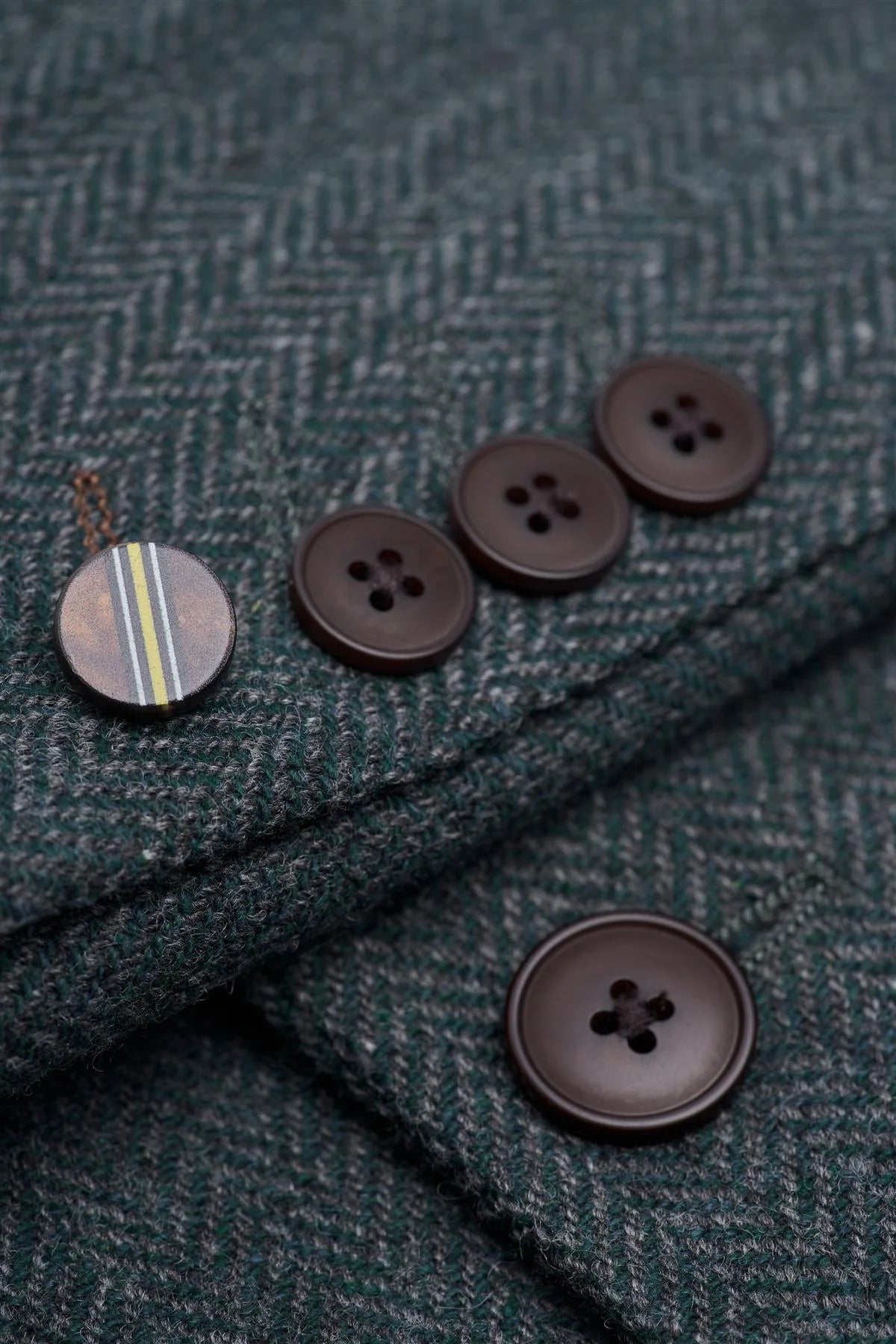 Thomas - Herre Olivengrøn Klassisk Sildebensmønstret Tweed Blazer