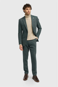 Thomas - Herre Olivengrøn Klassisk Sildebensmønstret Tweed Blazer