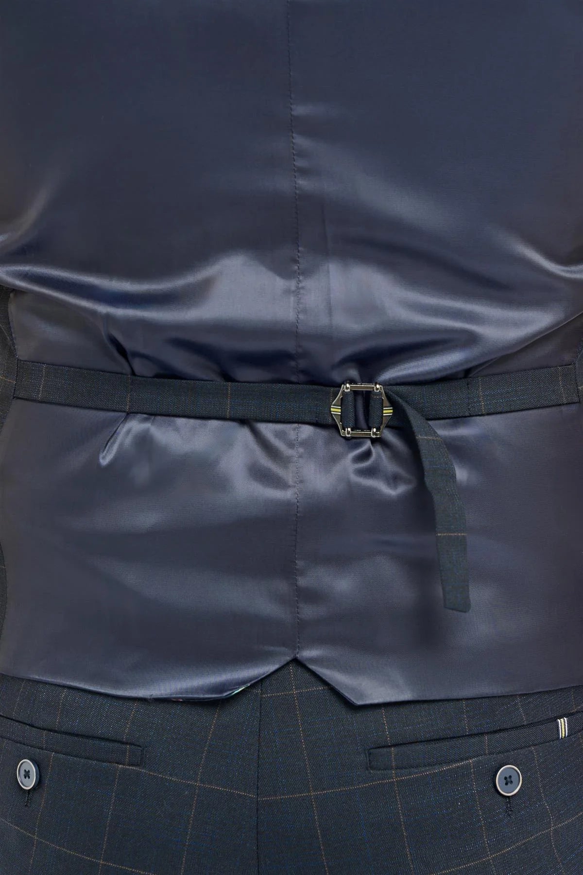 Torino - Herre marineblå ternet dobbeltradet vest