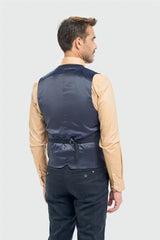 Torino - Herre marineblå ternet dobbeltradet vest