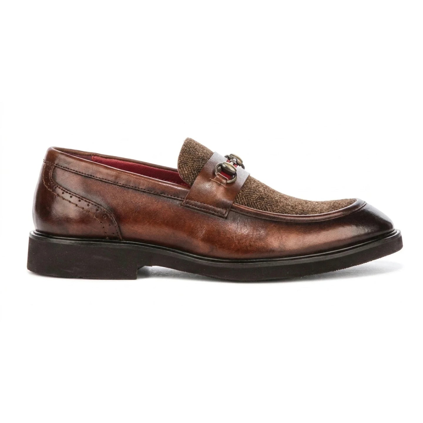 Tristian - Herre loafers i tweed med sildebensmønster i læder til mænd