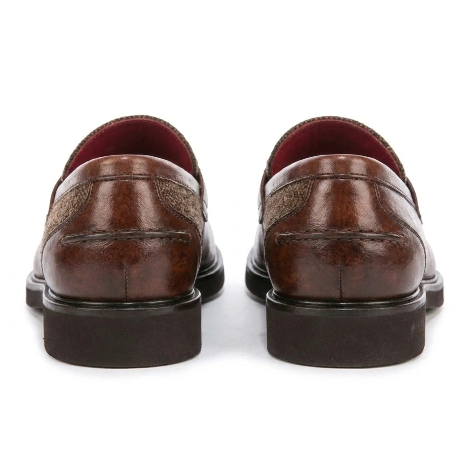 Tristian - Herre loafers i tweed med sildebensmønster i læder til mænd