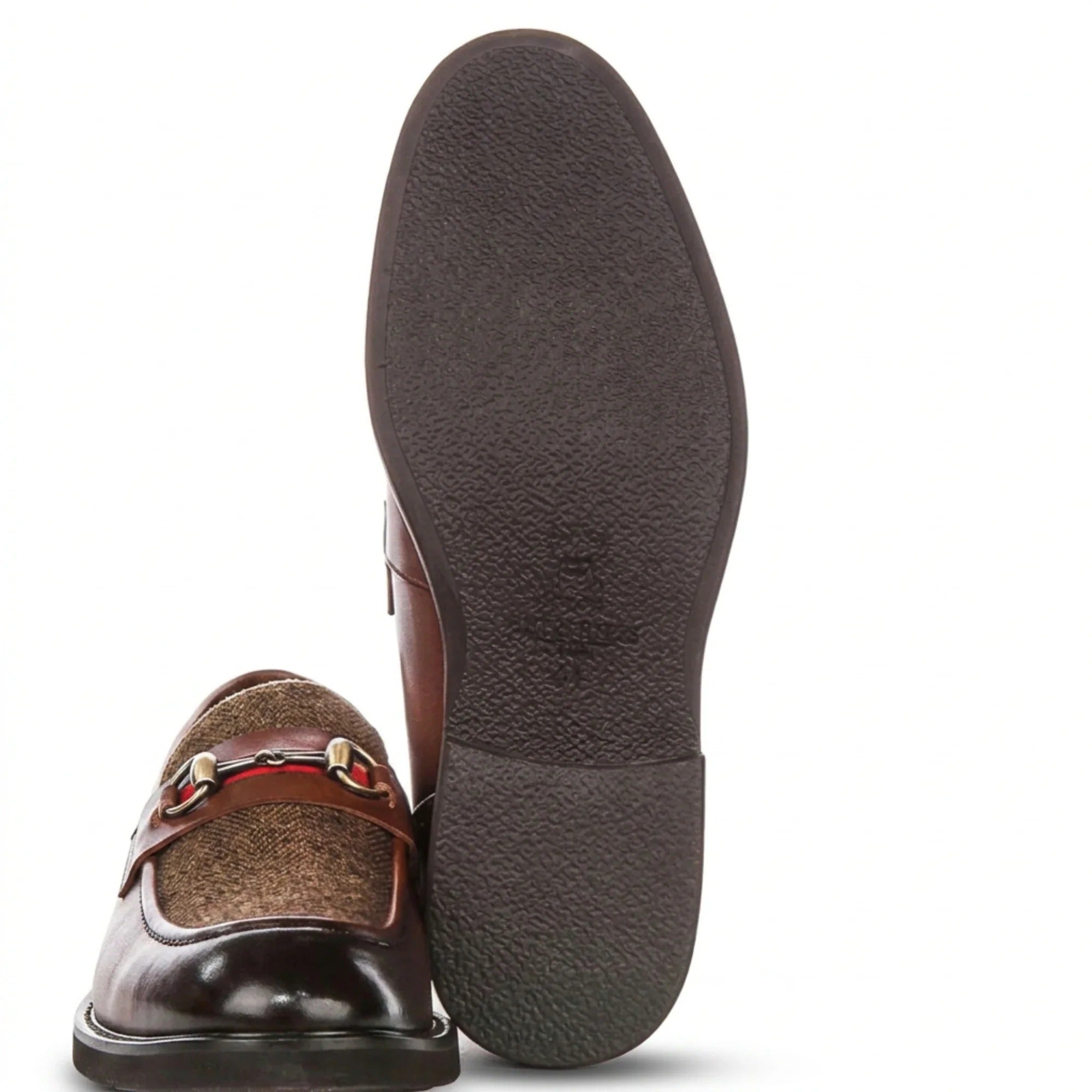 Tristian - Herre loafers i tweed med sildebensmønster i læder til mænd