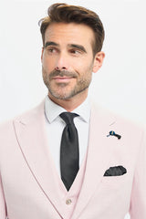 Tropez - Men's 3 Piece Pink Tailored Fit Suit