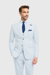 Tropez - Men's 3 Piece Sky Blue Tailored Fit Suit