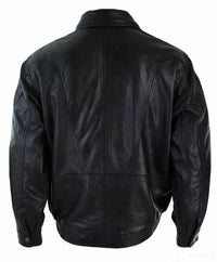 Mens Classic Bomber Black Nubuck Washed Brown Real Leather Jacket-Black