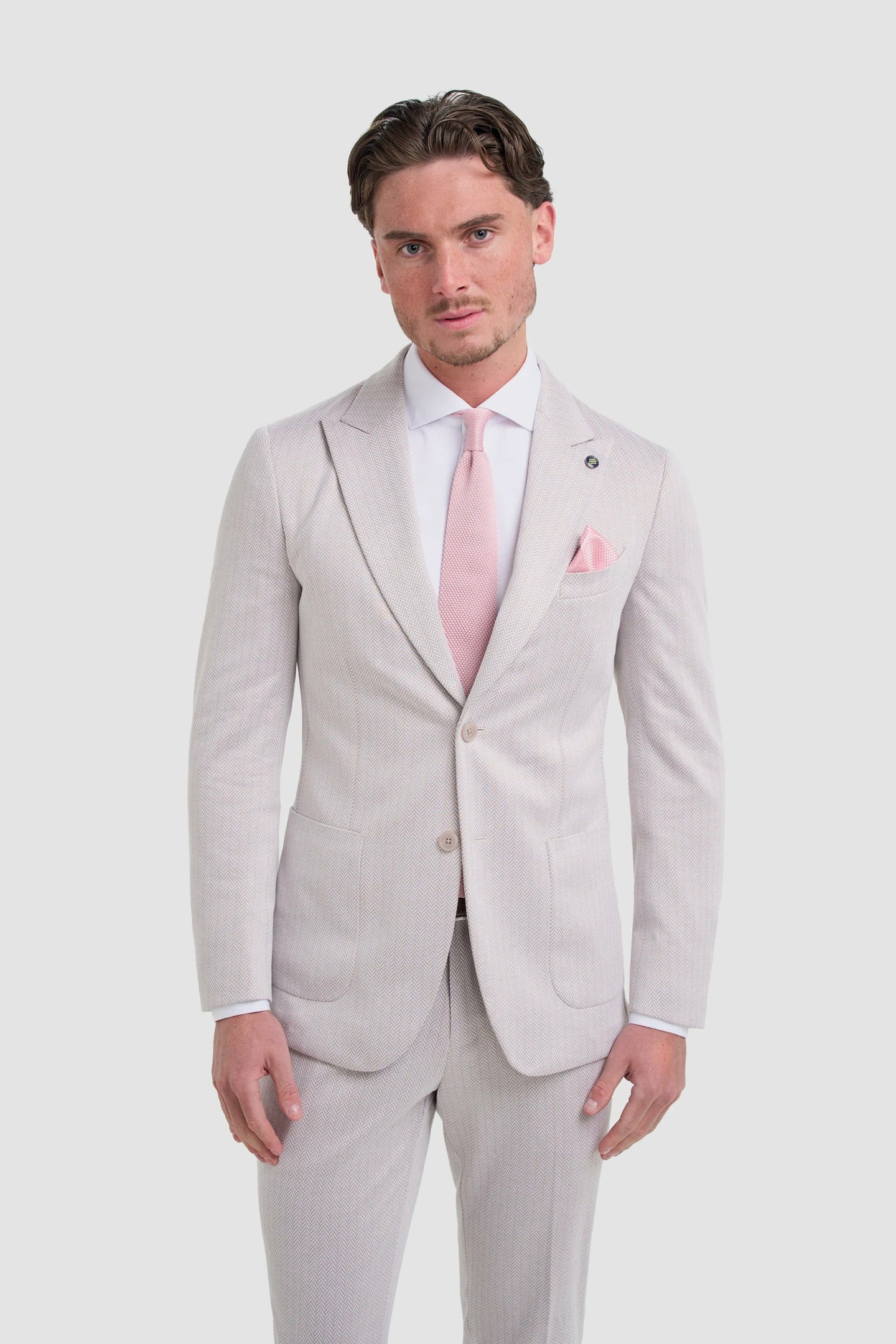 Vasco - Herre Beige Sildebensmønstret Blazer