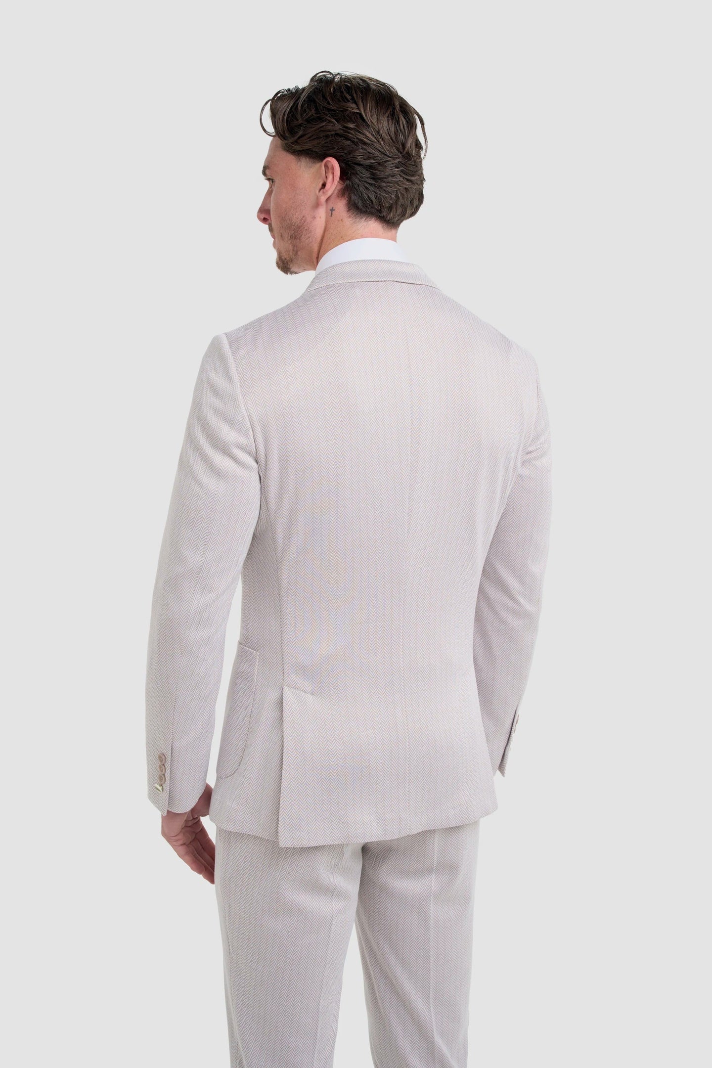 Vasco - Herre Beige Sildebensmønstret Blazer