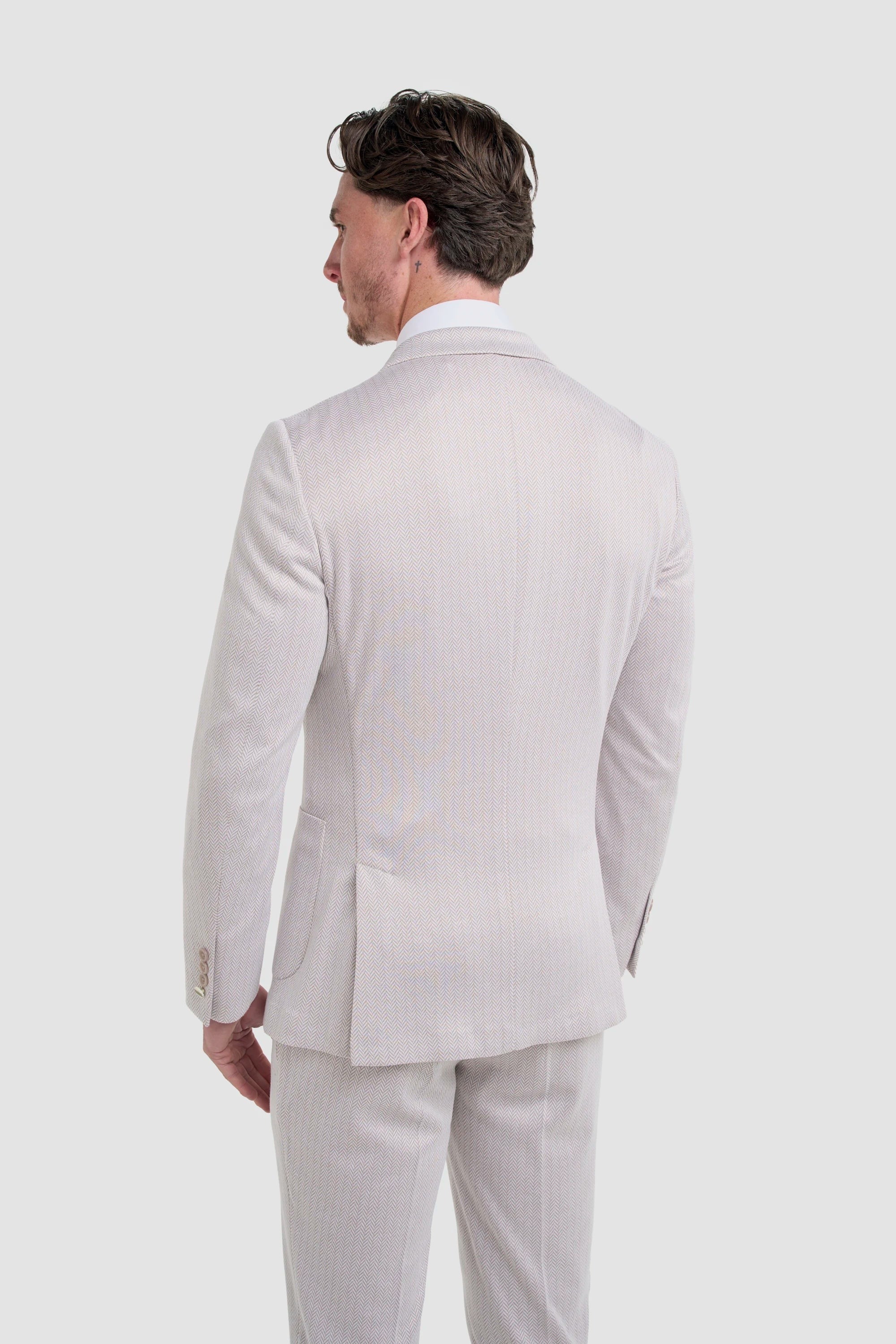 Vasco - Herre Beige Sildebensmønstret Blazer
