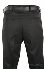 Mens Black Smart Work Office Wedding Trousers W Belt Short Reg Long