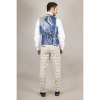 Warwick - Men's Beige Checked Waistcoat