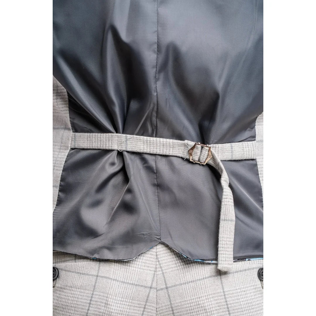 Radika - Men's Light Grey Check Waistcoat