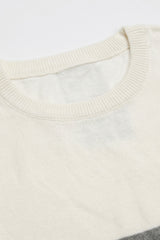 Hvid og sort strikket T-shirt med farveblok til mænd
