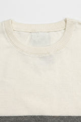 Hvid og sort strikket T-shirt med farveblok til mænd