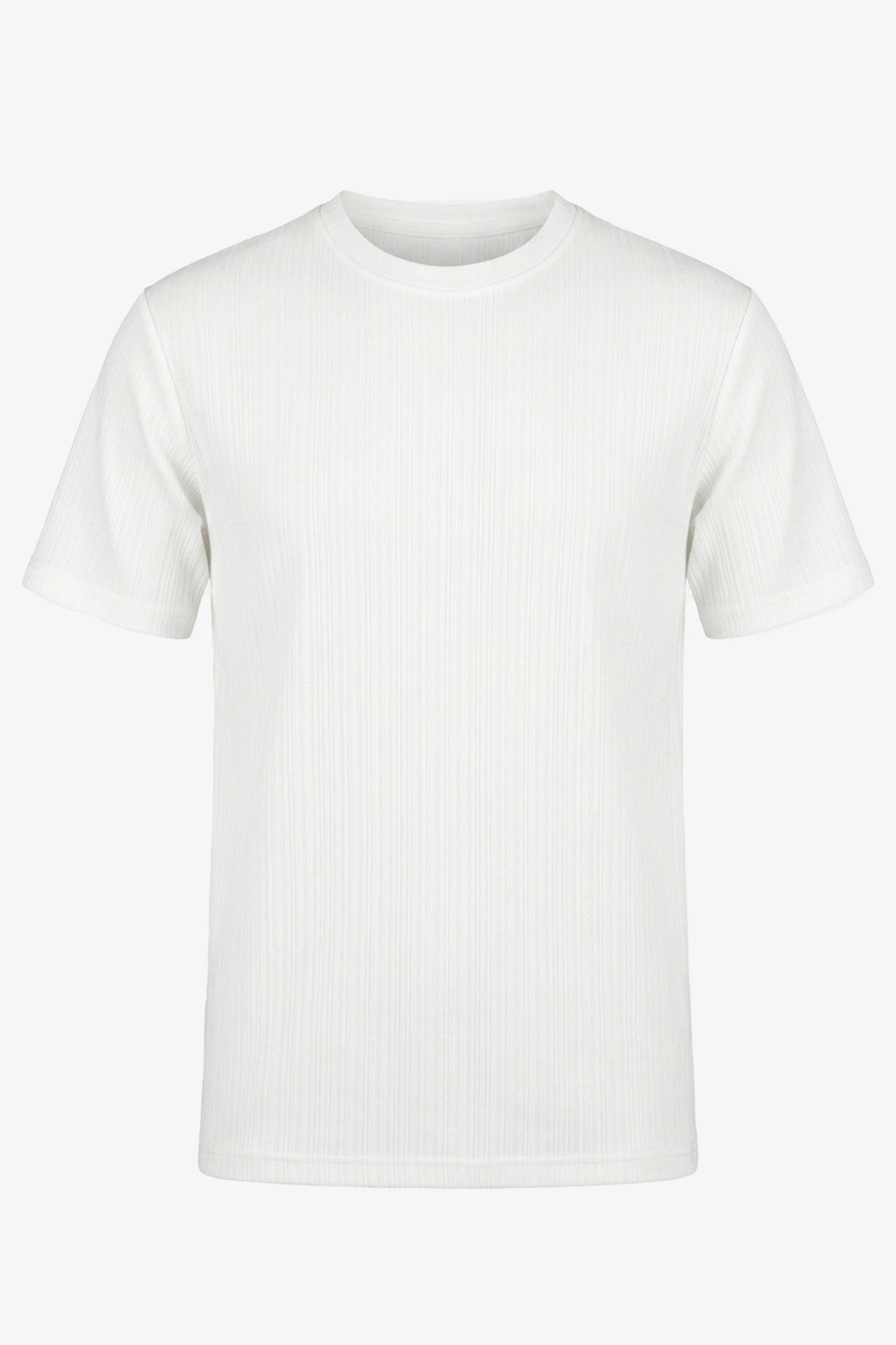 Hvid ribbet klassisk t-shirt til mænd