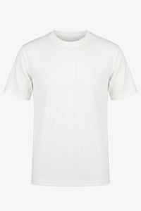 Hvid ribbet klassisk t-shirt til mænd