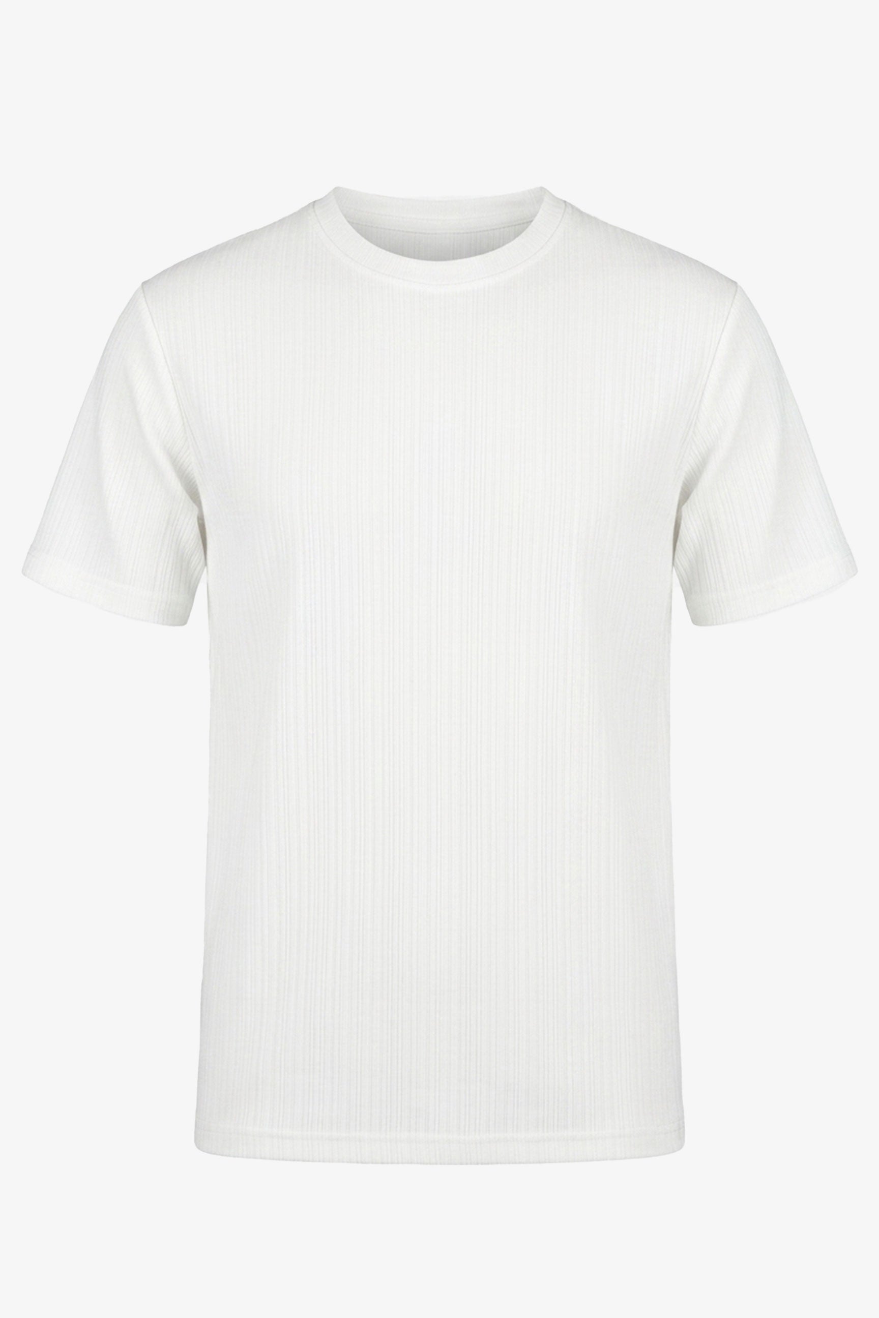 Hvid ribbet klassisk t-shirt til mænd