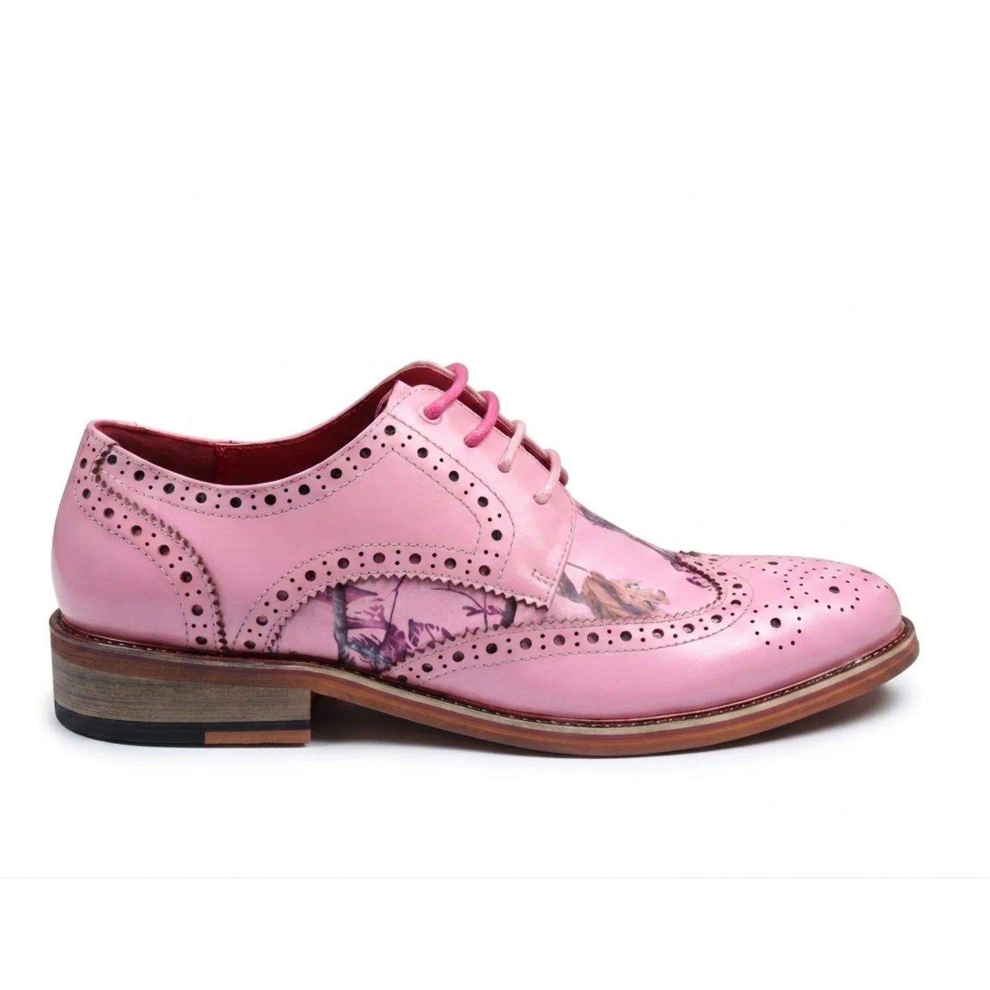 Wolf - Herre lyserøde blomsterprintede wingtip brogues pæne sko