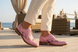 Wolf - Herre lyserøde blomsterprintede wingtip brogues pæne sko