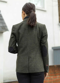 Womens Blazer Suit Wool Tweed Elbow Patch 1920s Vintage Classic Green