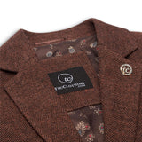 WS-12 - Dame Tweed Blazer Sildebensmønster Uld Rustbrun