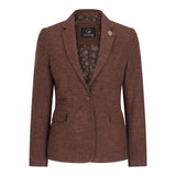 WS-12 - Dame Tweed Blazer Sildebensmønster Uld Rustbrun