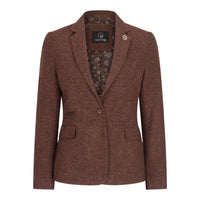 WS-12 - Dame Tweed Blazer Sildebensmønster Uld Rustbrun