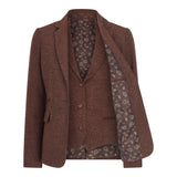 WS-12 - Dame Tweed Blazer Sildebensmønster Uld Rustbrun