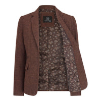 WS-12 - Dame Tweed Blazer Sildebensmønster Uld Rustbrun