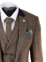 Mens 3 Piece Brown Tailored Fit Suit