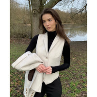 WSN15 - Dame Cremefarvet Tweedvest i Uldblanding